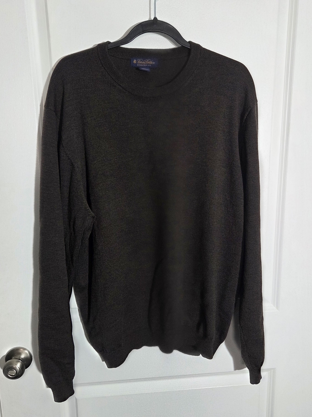 Brooks Brothers 346 Mens Merino Wool Blend V-Neck Sweater XL Brown Earthy Layers